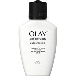 Face Moisturizer by Olay Age Defying, Anti-Wrinkle Day Lotion with Sunscreen, Broad Spectrum , SPF 15, 3.4 Oz. (Pack of 2) Packaging may Vary