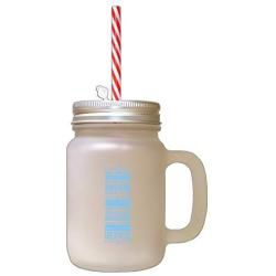 Light Blue You Peanut Butter Twinkle In Eye Shake Bake Frosted Glass Mason Jar With Straw