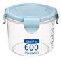 Food Storage Box Rice Beans Storage Jar With Seal Cover 4 Lattices Refrigerator Food Preservation Container Plastic Kitchen Storage Box,600ml blue