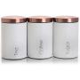 Megachef MC-311W Essential Kitchen Storage 3 Piece Sugar, Coffee and Tea Canister Set in Matte White, 3pc