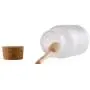Bouteille en plastique glacée vide de 100 ml/3.5oz, réutilisable, avec cuillère en bois et bouchon en liège pour sel, miel, café et plus.