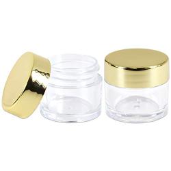 Beauticom 7 Gram / 7 ML (Quantity: 24 Pieces) Thick Wall Round Leak Proof Clear Acrylic Jars with GOLD Lids for Beauty, Cream, Cosmetics, Salves, Scrubs