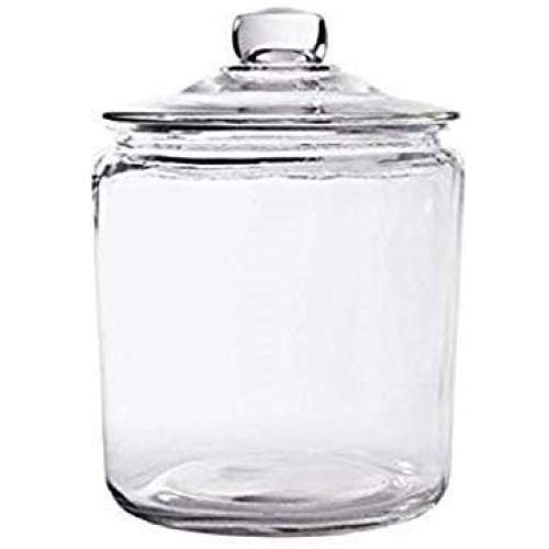 Glass Cookie Candy Penny Jar with Glass Lid, 1 Gallon Old Fashioned Clear Round Storage Container