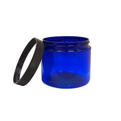 ljdeals 16 oz Blue PET Plastic Jars with Lids, Refillable Empty Round Containers, Pack of 6, BPA Free, Made in USA, 6 waterproof Labels