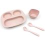 JUSTDOLIFE 4PCS Baby Plate Set Wheat Straw Heat-resistant Divided Plate Set Baby Food Plate