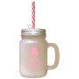 Soft Pink Little Monsters Brush Their Teeth Frosted Glass Mason Jar With Straw