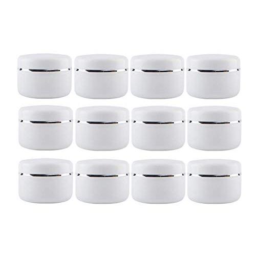 12Pcs 20ml/0.7oz White Plastic Cosmetic Jars with Inner Liner and Dome Lids Cream Make up Sample Containers Bottles Pots for Lip Balms Creams Ointments Body Scrub Mask Beauty Products