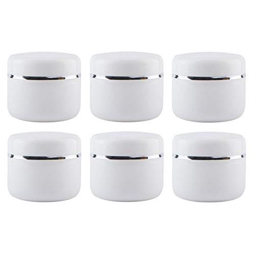 XINGZI 6PCS White 8 Oz (250ml) Cosmetic Jars with Liners and Dome Lids Empty Refillable Plastic Face Cream Lip Balm Lotion Scrubs Oils Storage Container Pot Case