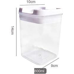 Large Plastic Boxes for Food, Transparent Storage containers Square Durable Sealed jar Herbs Pot Pack of 2-D 800mlx2