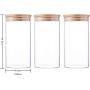 TNKML 3X950Ml Glass Jars Food Storage Container Canister With Bamboo Lid For Pasta Coffee Tea Bags Set Of 3 10X20Cm