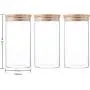 Bocal en verre 3X950ml avec couvercle en bambou pour stockage aliments, conserve, idéal pour pâtes, café, sachets de thé (Set de 3, 10x20cm) Bocal en verre 3X950ml avec couvercle en bambou pour stockage aliments, conserve, idéal pour pâtes, café, sachets de thé (Set de 3, 10x20cm)
