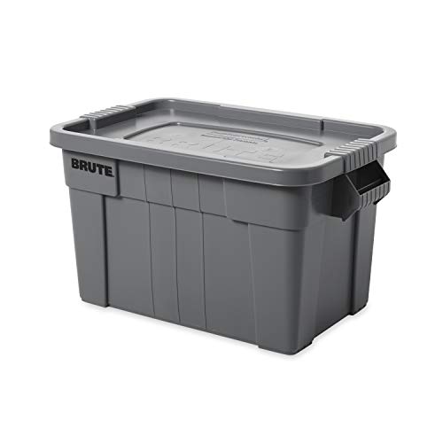 Rubbermaid Commercial Products Brute Tote Storage Container with Lid, 20-Gallon, Gray (FG9S3100GRAY) (Pack of 6)