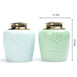 Mini Food Storage Jar Tea Storage Containers Tea Tins, Ceramics Tea Canister Traditional Tea Caddy, Portable Sealed Storage Tank Can Store Tea/Honey/Seed/Coffee (Sky Blue)