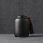 Black Handmade Ceramic Loose Tea Caddy Storage Jar Canister,Food Storage Jar Canister Unique Design Food Canisters for Coffee Spice Nuts Snacks Seasonings (Style 1)