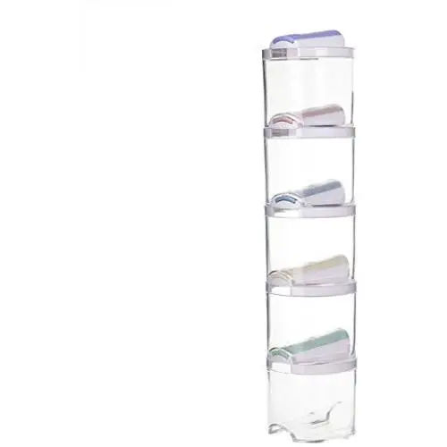 Liveday 5 Pcs Seasoning Jar Spice Box Condiment Jars Transparent Kitchen Container Stackable Sealed with Double Lid for Kitchen
