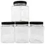 Jars with Lids 3 Clear Empty Plastic Storage Holders - Square Food Grade Air Tight Container with Easy Grip Handles - BPA Free Jar Multi Purpose