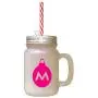 Hot Pink&quotM" Christmas Tree Toy Monogram M Frosted Glass Mason Jar With Straw