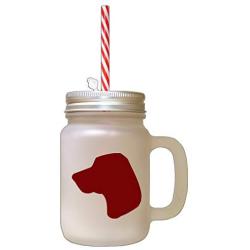 Maroon Porcelaine Silhouette Frosted Glass Mason Jar With Straw