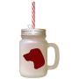 Maroon Porcelaine Silhouette Frosted Glass Mason Jar With Straw