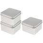 joyMerit Set of 3 Small Tin Box Container, Square Empty Tin Storage Case (9x9x5.5 cm)
