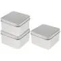 joyMerit Set of 3 Small Tin Box Container, Square Empty Tin Storage Case (9x9x5.5 cm)