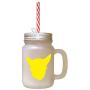 Yellow Chein Chihuahua Silhouette Frosted Glass Mason Jar With Straw