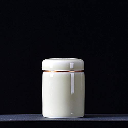 Exquisite Ceramic Food Storage Jar Storage Containers with Lids,Loose Tea Tin/Tea Storage/Tea Caddy/Tea Canister/Coffee Canister/Coffee Jar/Spice Nuts Snacks Storage 4.05oz/ 284g (Beige)