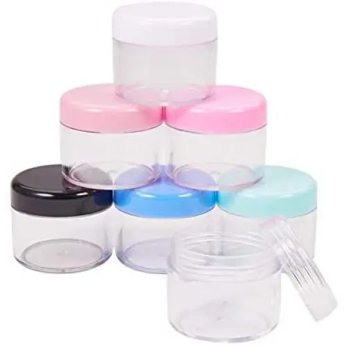 BENECREAT 28 Pack 20ml/20g Empty Cosmetic Jars Clear Plastic Jars for Lip Balm, Creams, Cosmetic, Eyeshadow, Samples and Other Beauty Products - 7 Color in Lids BENECREAT 28 Pack 20ml/20g Empty Cosmetic Jars Clear Plastic Jars for Lip Balm, Creams, Cosmetic, Eyeshadow, Samples and Other Beauty Products - 7 Color in Lids