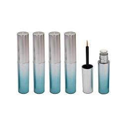 5Pcs 2ml/0.068oz Mini Gradient Eyelashes Tube with Rubber Inserts Empty Eyeliner Tube Mascara Tubes Lip Gloss Vials DIY Eyelash Cream Container Bottle Eyelash Extension Liquid Storage Holder (Silver)