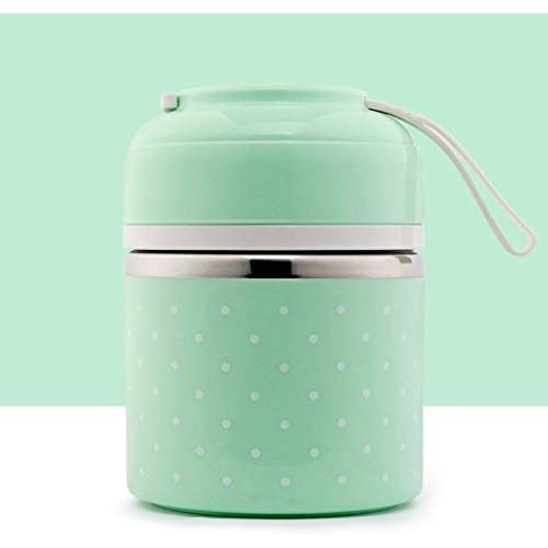 Thermos Food Jar Multi-storey Thermos Stainless Food Flask,Leakproof Insulated Food Containers (Color : Green, Size : 780ML)