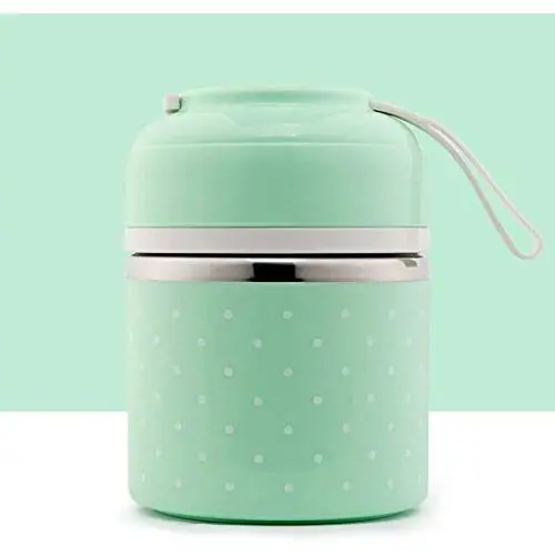 Thermos Food Jar Multi-storey Thermos Stainless Food Flask,Leakproof Insulated Food Containers (Color : Green, Size : 780ML)