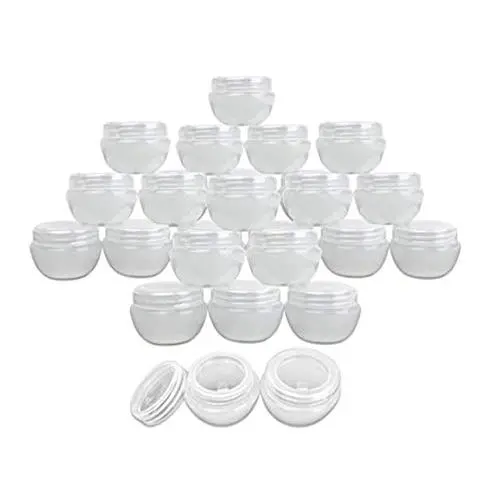 20 Stück 5G / 5ml BPA-freier Mini-Glasbehälter mit Frost-Finish für Creme, Lotion, Make-up, Kosmetik, Peelings, Öle, Salben, Proben, Reiseverpackung