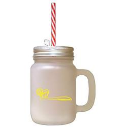 Yellow Too Brush Brush Tooth Frosted Glass Mason Jar With Straw