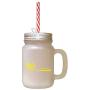Yellow Too Brush Brush Tooth Frosted Glass Mason Jar With Straw