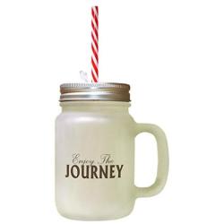 Brown Enjoy The Journey #1 Frosted Glass Mason Jar With Straw