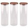 Essos Glass Jars with Wood Lids Set of (3) 68oz Canisters - Airtight and Stackable Storage Containers for the Kitchen or Pantry holds Food Cookies Coffee Spaghetti Pasta