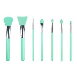 LORMAY 7-Piece Silicone Makeup Brushes for Face Mask, Eyeliner, Eyebrow, Eye Shadow, Lip Care, and UV Resin Epoxy Crafting (Mint Green)