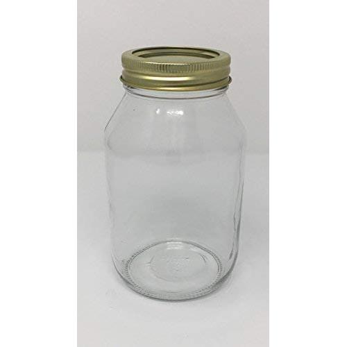 Quart 32 oz Mayo Glass Jar with Gold 2 piece lid by Richards Packaging 12 Pack