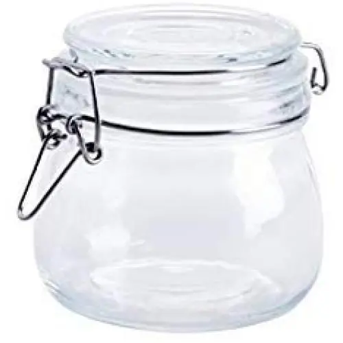 Clear Glass Candy Jar with Lid - Wide Mouth Preserving Jar Cookie Container Tea Storage Canisters Food Storage Container (500 ML/17 OZ)