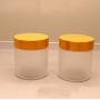 1PCS 250g/8.5oz Refillable Frosted Glass Jars With Liners Environmental Bamboo Lids Empty Face Cream Container Holder Pot Case Portable Lip Balm Lotion Storage Essential Oil Bottle (White)