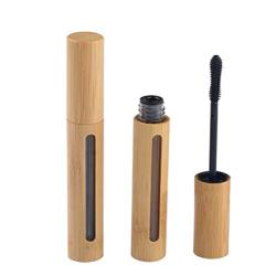 2PCS 6ML 0.2OZ Refillable Empty Bamboo Mascara Tube Bottle with Brush Eyelashes Growth Liquid Oil Dispenser DIY Cosmetic Container Sample Vials Travel Jars Mascara Cream Holder Makeup Beauty Tools