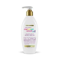 OGX Extra Creamy + Coconut Miracle Oil Hand-to-Heel Body Cream with Vanilla Bean, Fast-Absorbing Body Lotion for Dry Skin, Paraben-Free and Sulfated-Surfactants Free, 6 fl oz