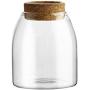 500ML Transparent Glass Storage Tank Borosilicate Glass Sealed Cans Food Grains Container with Cork (Button Shape Cork, S)