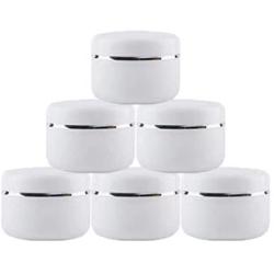 20g/50g/100g Refillable Make-up Cosmetic Jars White Plastic Jar with Dome Lid Empty Face Cream Lip Balm Lotion Storage Container Case Pot (Pack of 6) (50g)