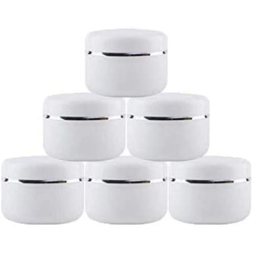 20g/50g/100g Refillable Make-up Cosmetic Jars White Plastic Jar with Dome Lid Empty Face Cream Lip Balm Lotion Storage Container Case Pot (Pack of 6) (50g)