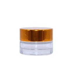 19 Pack 5 Gram Glass Clear Cosmetic Jar Pots Portable Travel DIY Eyeshadow Face Cream Lotion Cosmetic Container Empty Glass Bottle Jar Cosmetic Sample Makeup Tool with Inner Liners,Gold Lid