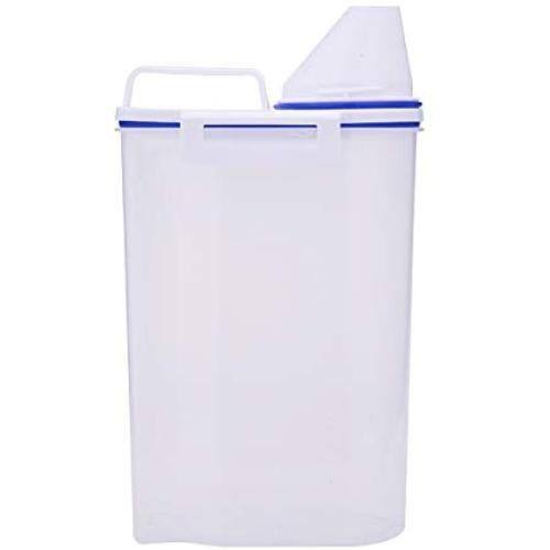 Portable Rice Storage Container Bin, Plastic Food Holder Keeper Jar With Pour Spout Measuring Cup 1Pc