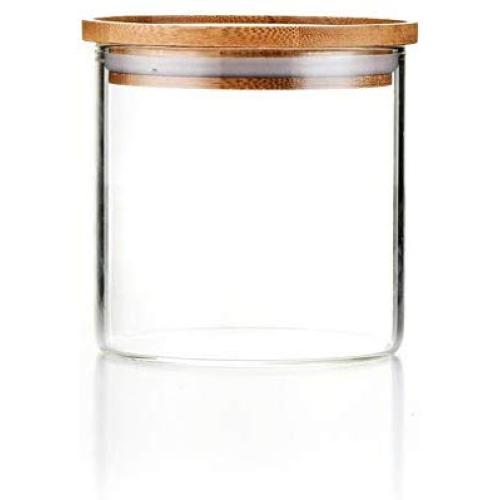 Sweejar Glass Food Storage Jar with Lids,Airtight Canisters Sets for Kitchen,Food Storage Container with Bamboo Lid for Serving Tea, Coffee, Spice and More(18 oz)