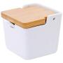 ZYZYZ Ceramic Condiment Containers Spice Jars, Spice Containers Lids Storage Container Sugar Salt Seasoning Box Kitchen for Home and - Modern Design(White)