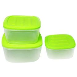 uirend Square Crisper Boxes - 3PCS Storage Jars Eco Friendly Plastic Tubs Microwave Freezer Box Ideal for Lunches and Meal Prep